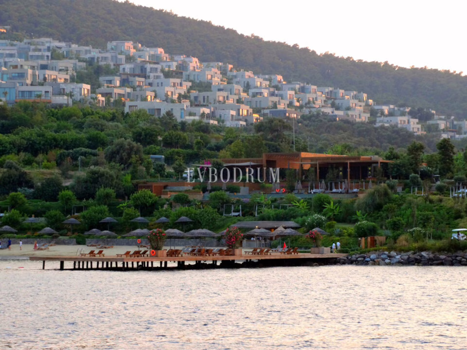 The Göltürkbükü shoreline and the hills surrounding the bay